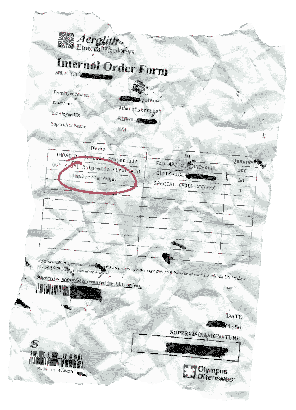 Aerolith internal order form